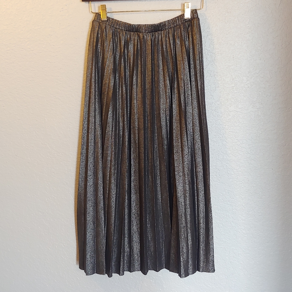 Painted Threads Metallic Midi Skirt